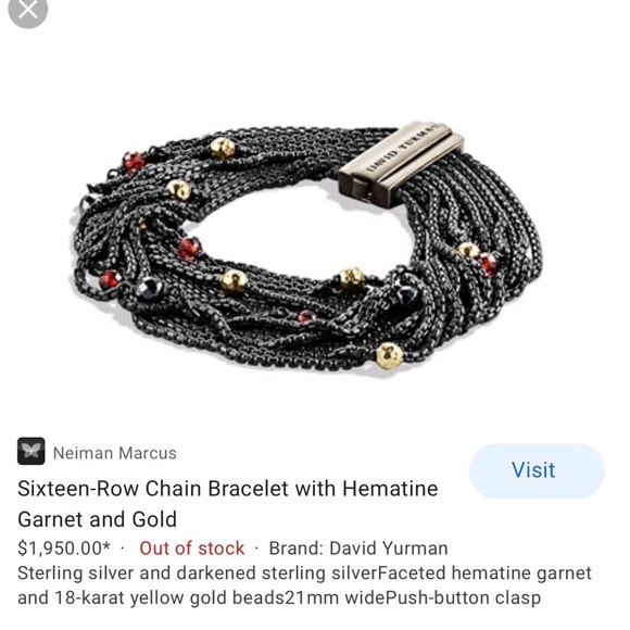 David Yurman Garnet Hematine 16 Row Chain Bracelet - Picture 6 of 7